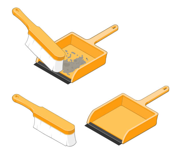 illustrations, cliparts, dessins animés et icônes de nettoyage de maison icône pelle et brosse - dustpan brush