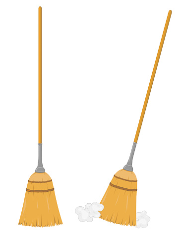 A vector illustration of a broom sweeping and dusting.