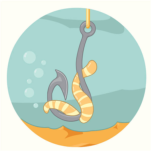 ilustrações de stock, clip art, desenhos animados e ícones de de pesca - worm cartoon fishing bait fishing hook