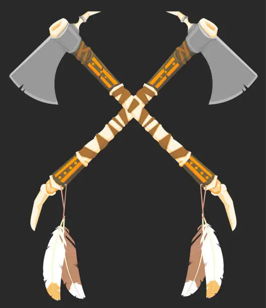 Vector illustration of Crossed Tomahawk Axes