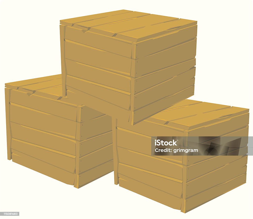 Apilado cajones de madera - arte vectorial de Cajón para embalar libre de derechos