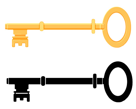 A vector illustration of an old skeleton key.