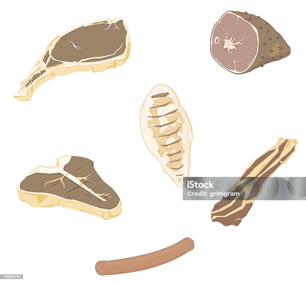 Cooked Meat A vector illustration of various Cooked meats. Beef stock vector