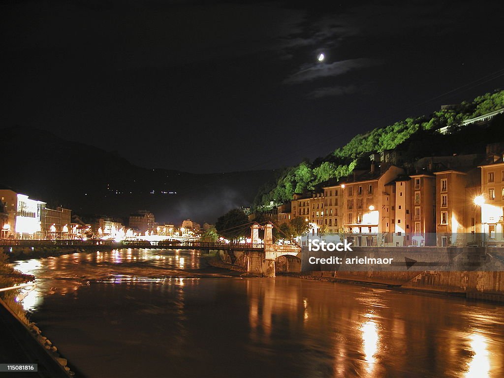 Grenoble à noite - Royalty-free Grenoble Foto de stock