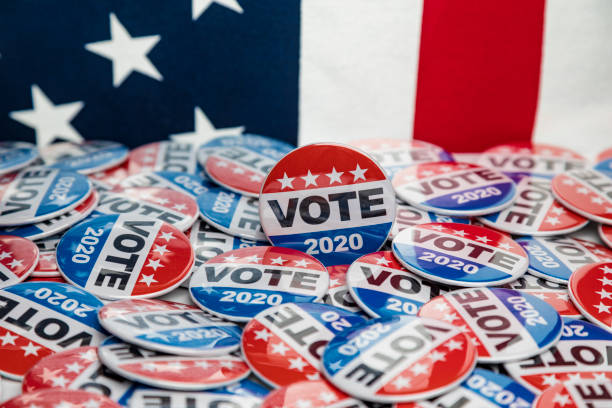 istock Get Out the Vote 2020 Presidential Voting Buttons 1150831629