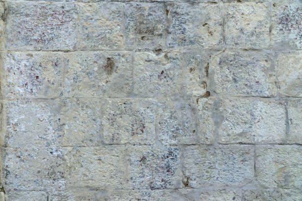 White ancient external brick wall stock photo