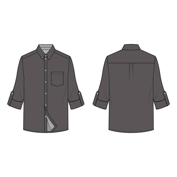 istock SHORT SLEEVE SHIRTS fashion flat sketch template 1150833109