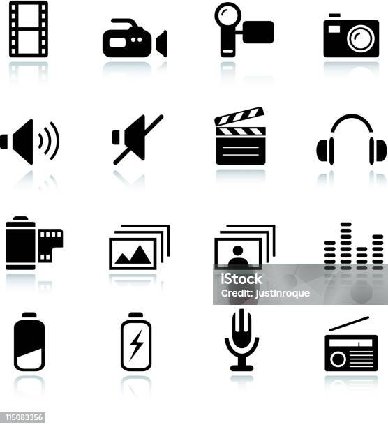 Basicmediaicons 01 Stock Vektor Art und mehr Bilder von Audiozubehör - Audiozubehör, Batterie, Camcorder