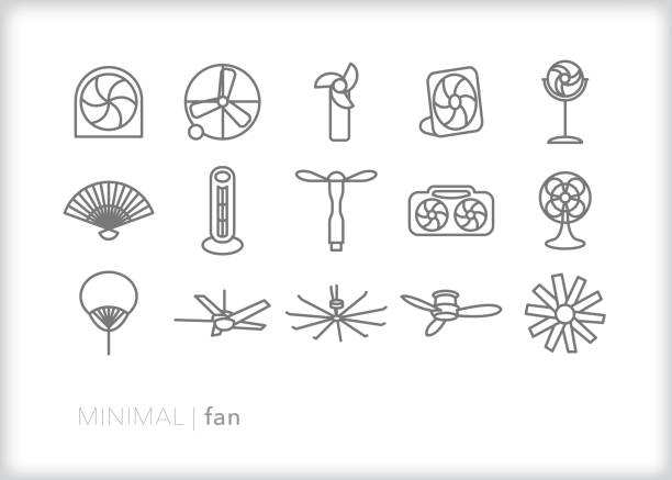 가정 및 비즈니스 전기 팬 라인 아이콘 - fan stock illustrations