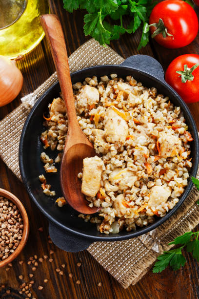 istock Buckwheat porridge with meat 1150835043
