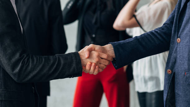 meetup modern business forum handshake greeting