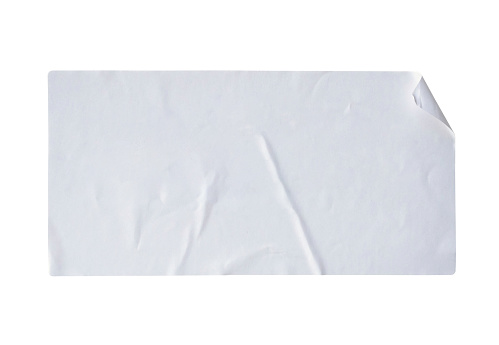 etiqueta adhesiva de papel blanco aislada sobre fondo blanco photo