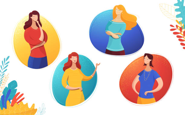 ilustrações, clipart, desenhos animados e ícones de ilustração lisa da comunicação do vetor das meninas - whispering couple discussion smiling