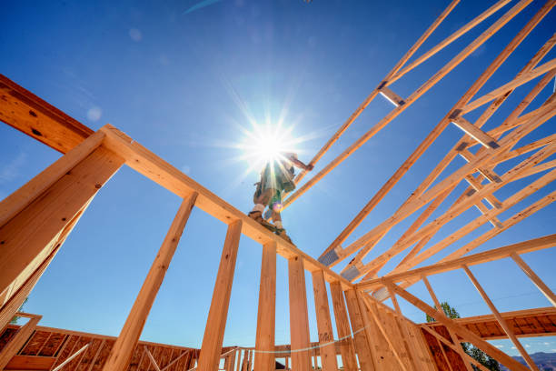 istock Drone View of a Home being Framed by Carpenters 1150838712