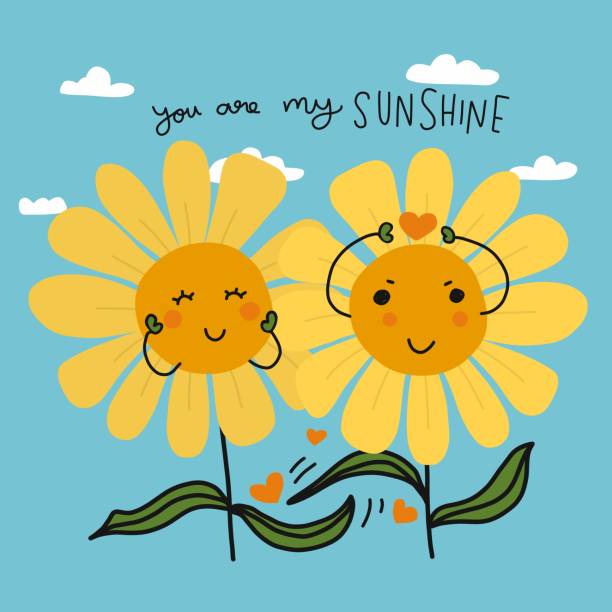 You Are My Sunshine Couple Sunflowers Cartoon Vector Illustration Doodle  Style Stock Illustration - Download Image Now - iStock