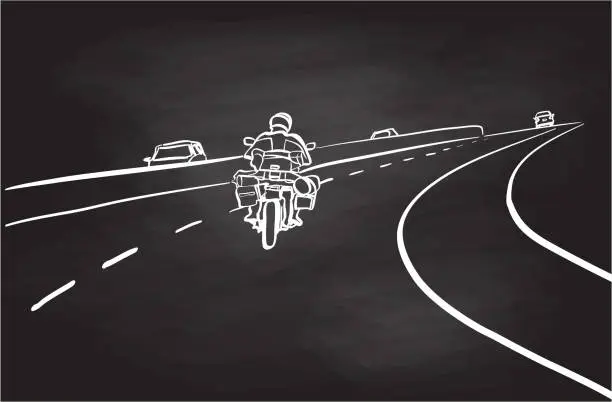 Vector illustration of Motorcycle Trip Chalkboard