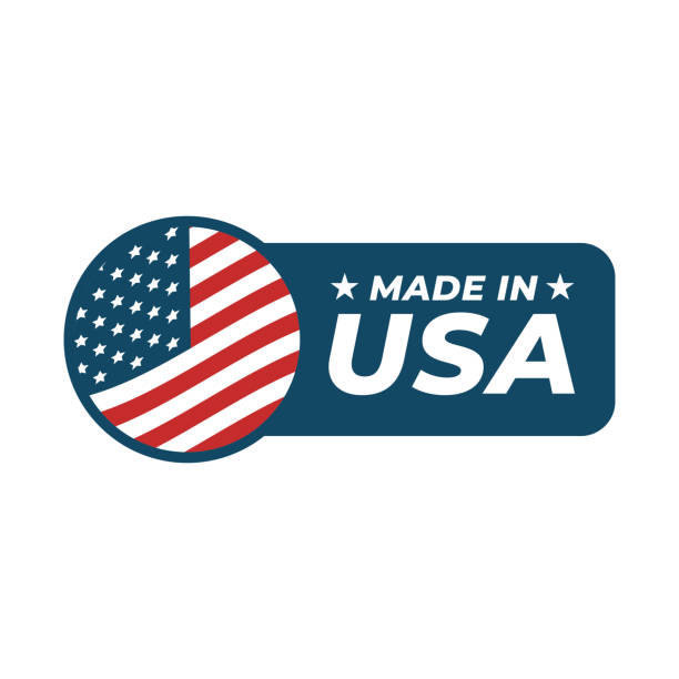 アメリカのバッジで作られた白の背景に分離。 - made in the usa usa computer icon symbol点のイラスト素材／クリップアート素材／マンガ素材／アイコン素材