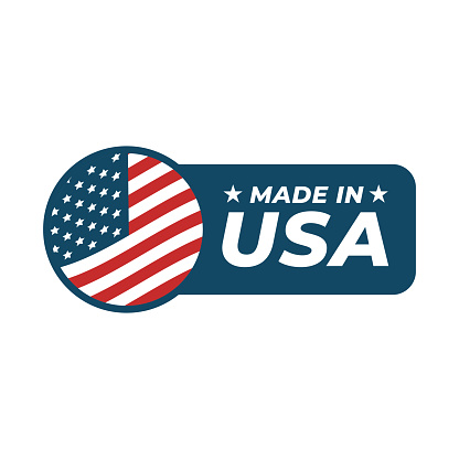 Made in the USA badge isolated on white background.