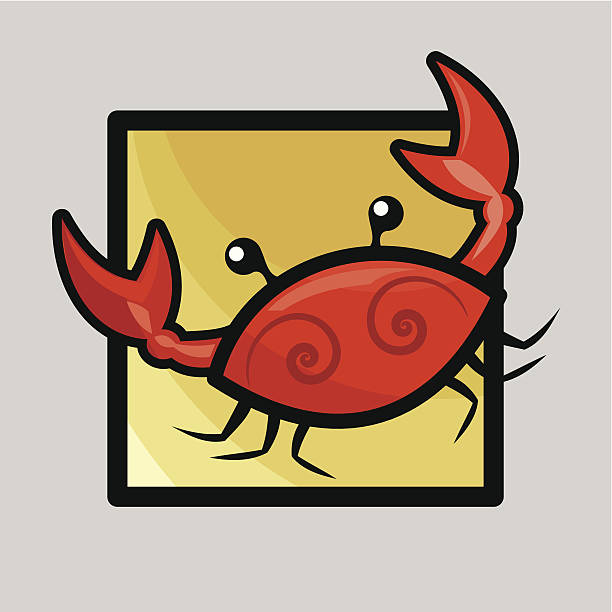 icons for summer - beach crab vector art illustration