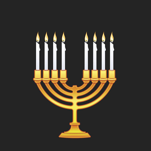 Chanukah - candles 8 piece vector art illustration
