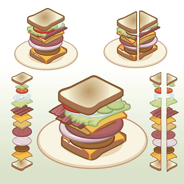 Food - Isometric Sandwich Icons 02 vector art illustration