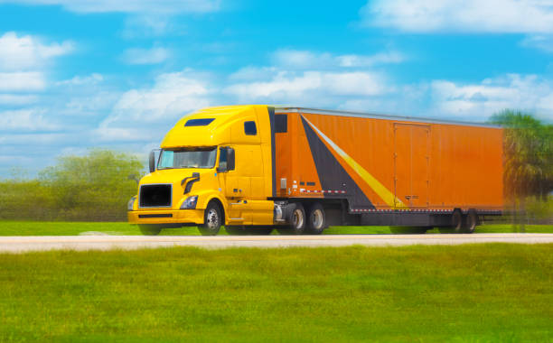 istock Semi truck on the highway 1150850645