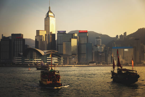 istock Hong Kong Victoria Harbour view with sunset 1150852861