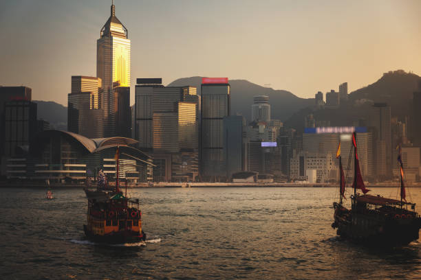 istock Hong Kong Victoria Harbour view with sunset 1150852870