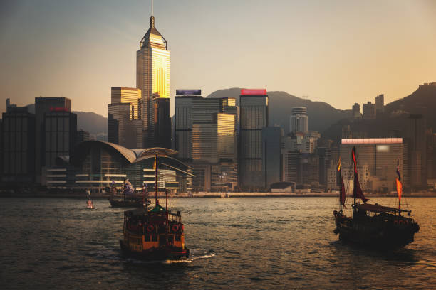 istock Hong Kong Victoria Harbour view with sunset 1150852875