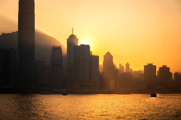 istock Hong Kong Victoria Harbour view with sunset 1150852881