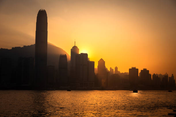 istock Hong Kong Victoria Harbour view with sunset 1150852885
