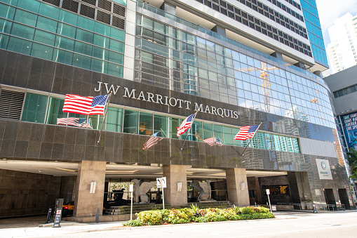 Miami, FL, USA - May 19, 2019: Image of the JW Marriott Marquis Hotel Downtown Miami FL