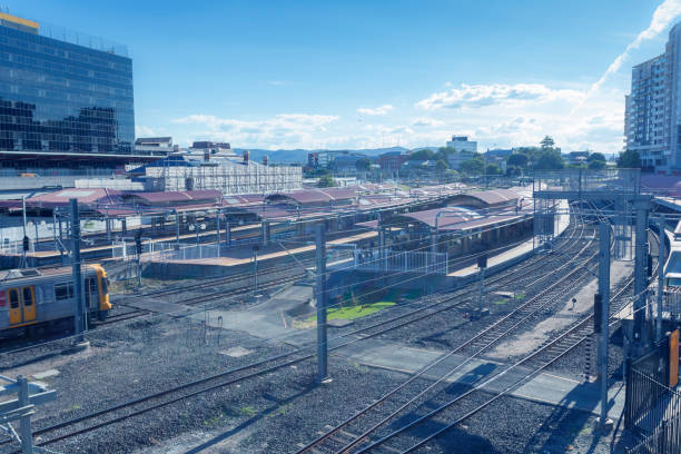 Railway station panorama stock photo