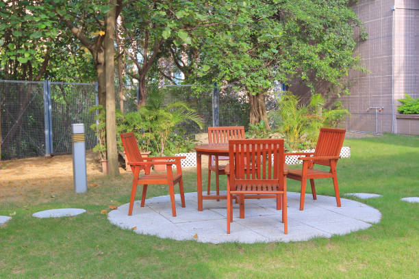 istock Outdoor table & chairs in bistro cafe at daytime 1150860617