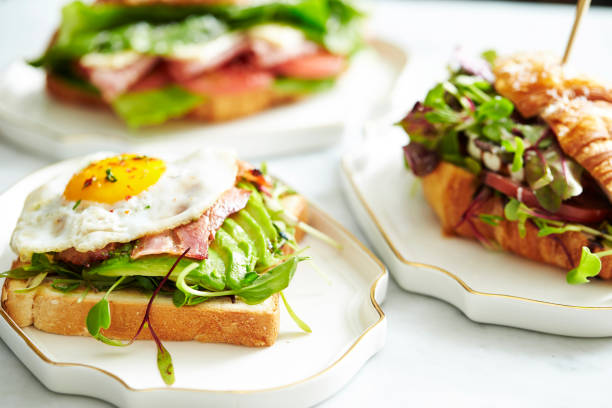 istock Croissant sandwich and egg bacon toast 1150860878
