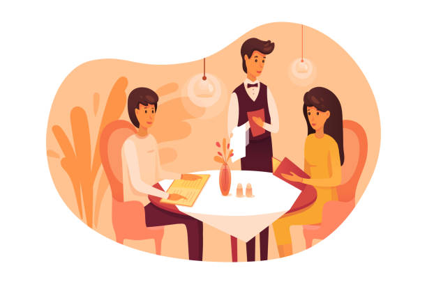 люди, обедают в ресторане иллюстрации изолированы на белом фоне - sitting men white background people stock illustrations