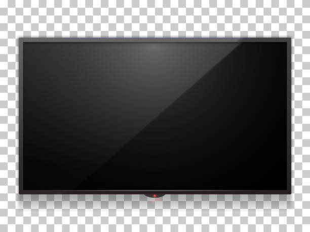 Realistic computer monitor display or smart TV mock up vector illustration. Modern 3d mock up with tv. Realistic computer monitor display or smart TV mock up vector illustration. Led television display. Empty black screen television industry illustrations stock illustrations