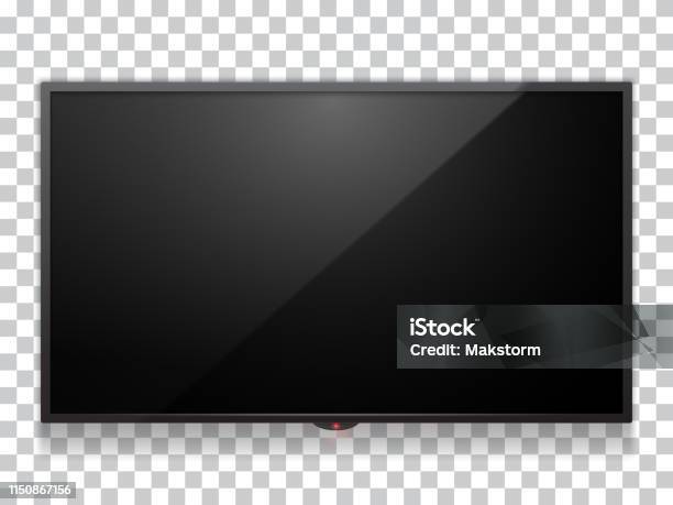 Realistic Computer Monitor Display Or Smart Tv Mock Up Vector Illustration Stock Illustration - Download Image Now