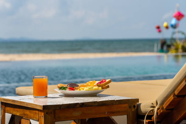 istock Breakfast on the luxury resort with sea view 1150871728