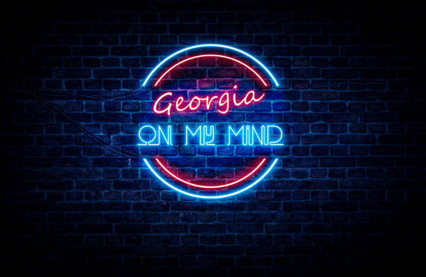 Georgia on My Mind A blue and red neon sign showing the slogan of the state: Georgia
(Slogans for all 50 states are also available in my portfolio) georgia us state photos stock pictures, royalty-free photos & images