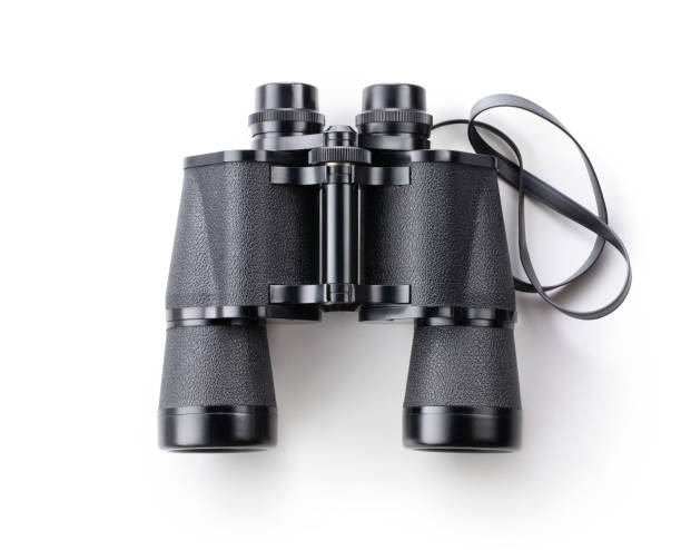 흰색 바탕에 쌍안경 - focus binoculars spy eyesight 뉴스 사진 이미지
