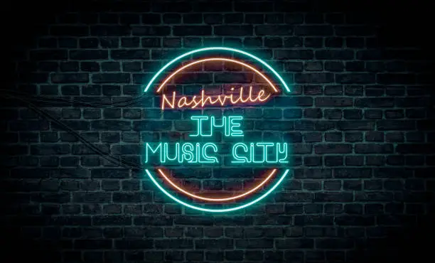 A neon sign showing the slogan of the city: Nashville