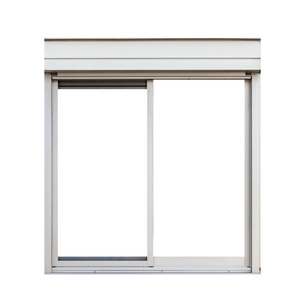 istock Sliver metal window frame isolated on white background 1150881884