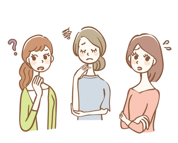 illustrations, cliparts, dessins animés et icônes de groupe de femmes avec l’anxiété - final examination ask