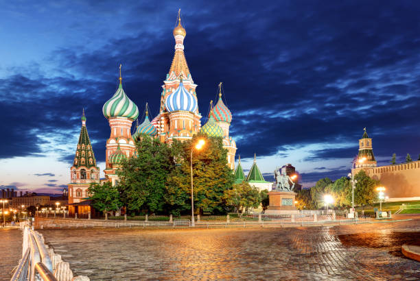 istock St. Basil's Cathedral in Moscow on Red Square on a summer evening and a blue cloud 1150883731