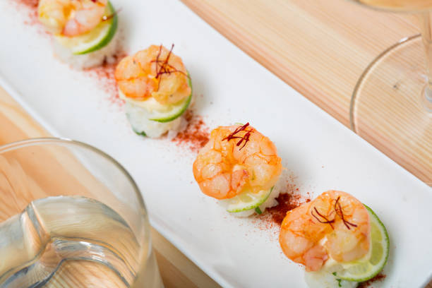 istock Grilled shrimps on rice balls 1150887310
