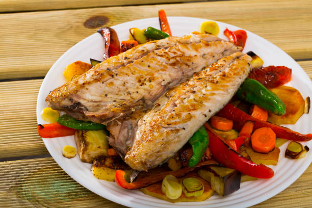 istock Grilled mackerel with roasted vegetables 1150888347