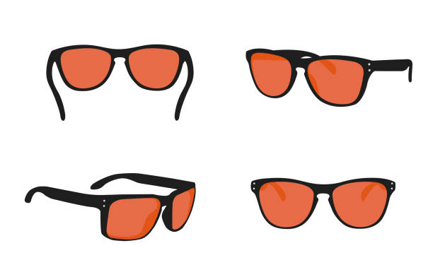 illustrations, cliparts, dessins animés et icônes de vue de lunettes de soleil de différents côtés - eyewear eyesight new personal accessory