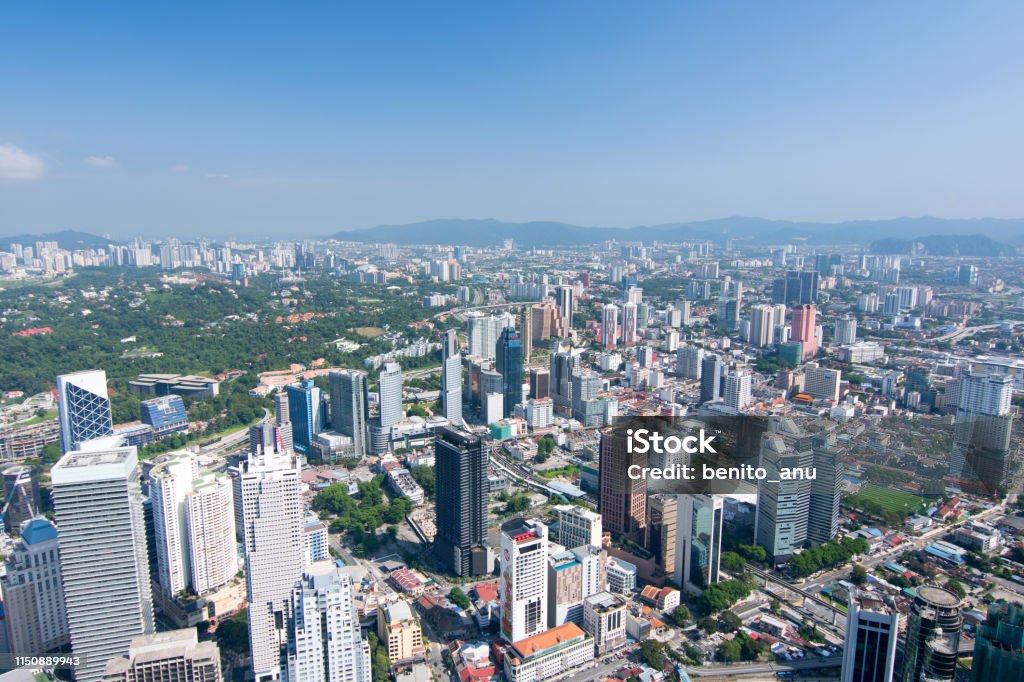 Kuala Lumpur The Bukit Bintang Kuala Lumpur area is seen from Kuala Lumpur Tower (KL Tower). Bukit Bintang Stock Photo