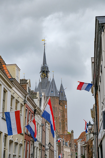 Saint-Malo, France, August 30, 2019: Summer day at the famous city of Saint-Malo. It is a historic French port in Ille-et-Vilaine, Brittany on the English Channel coast. The city had a long history of piracy, earning much wealth from local extortion and overseas adventures. The city changed into a popular tourist centre, with a ferry terminal serving the Channel Islands of Jersey and Guernsey, as well as the Southern English settlements of Portsmouth, Hampshire and Poole, Dorset.